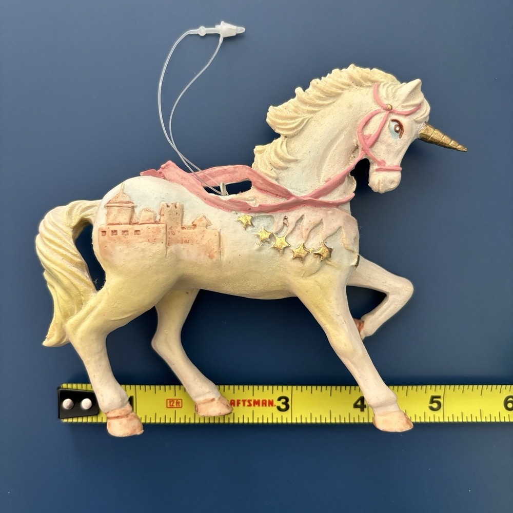 Vintage 80s Unicorn Ornament Fairy Garden Enchanted Decor Pastel Whimsy Retro